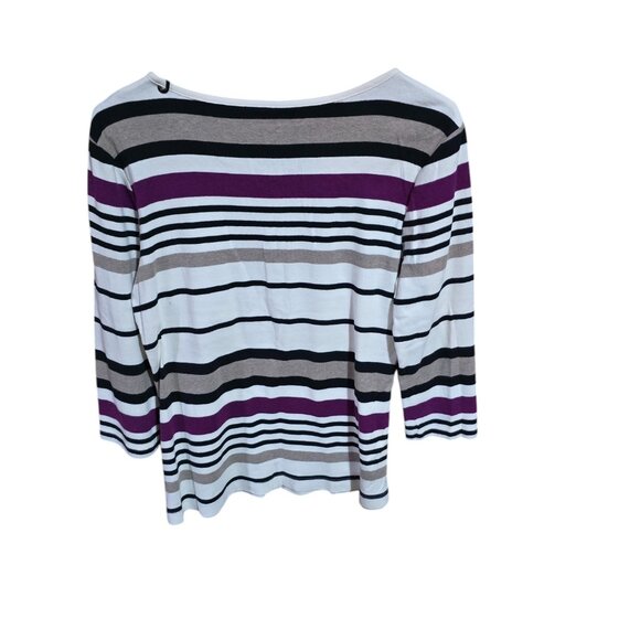 Croft & Barrow Striped Top With Snap Front - Picture 2 of 2